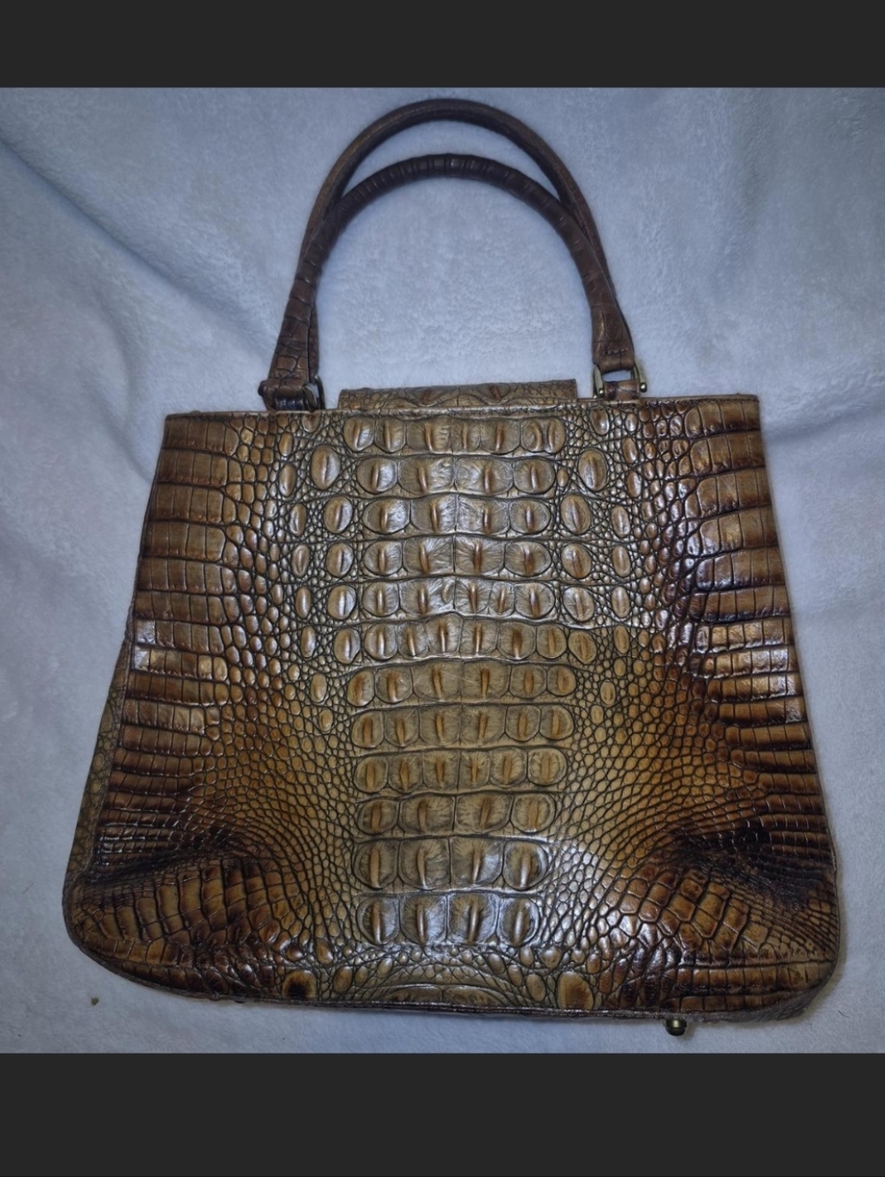Brahmin Brown Croc-Embossed Satchel with Gold Charm - Picture 2 of 3